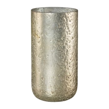Glas Windlicht Zylinder SILVER SHADOW, 25x12,5cm, matt silber