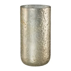 Glass Lantern Cylinder Silver Shadow, 25x12,5cm, Matt Silver