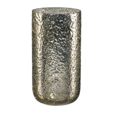 Glas Windlicht Zylinder SILVER SHADOW, 25x12,5cm, silber