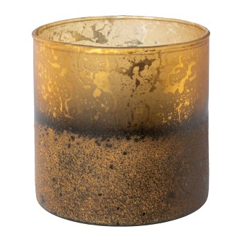 Glass Lantern Cylinder Earth, 10x10cm, Gold