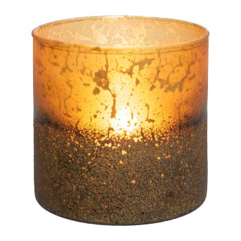 Glass Lantern Cylinder Earth, 10x10cm, Gold