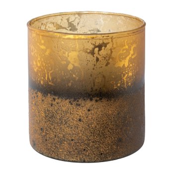 Glass Lantern Cylinder Earth, 13x13cm, Gold