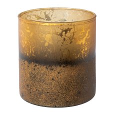 Glass Lantern Cylinder Earth, 13x13cm, Gold