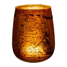 Glass lantern, bulbous ROCCA, 17x17x21cm, orange