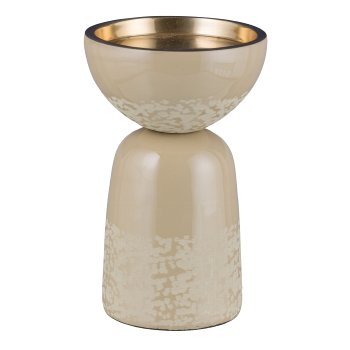 Aluminium candle holder, pillar, ELEGANZA 11x11x18cm, wheat