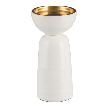 Aluminium candle holder, pillar, ELEGANZA 11x11x22cm, vanilla