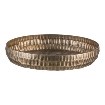 Aluminium Schale, rund, HAMMERED EARTH 36x36x6,5cm, Gold