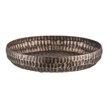 Aluminium Schale, rund, HAMMERED EARTH 36x36x6,5cm, Kupfer