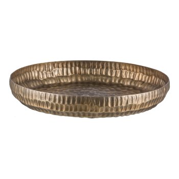 Aluminium Schale, rund, HAMMERED EARTH 43x43x6,5cm, Gold