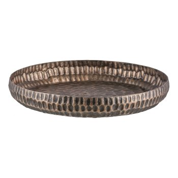 Aluminium Schale, rund, HAMMERED EARTH 43x43x6,5cm, Kupfer