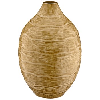Metal vase WAVE, enamel finish, 30x39x44cm, khaki