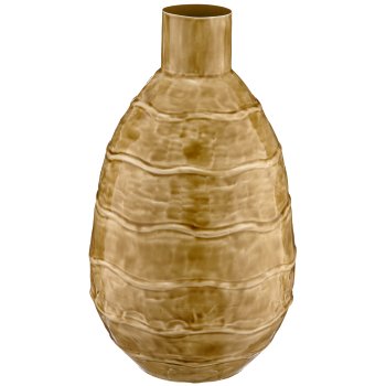 Metallvase WAVE, Enamel Finish, 23x23x43cm, khaki