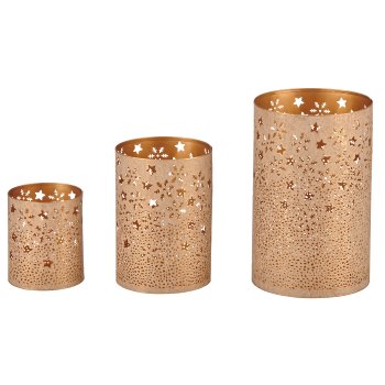 Metallwindlicht STARS, 3er Set, 8x8x10/1010x15/13x13x20cm,