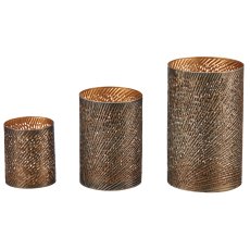 Metallwindlicht MINIMAL, 3er Set, 8x8x10/10x10x15/13x13x20cm,