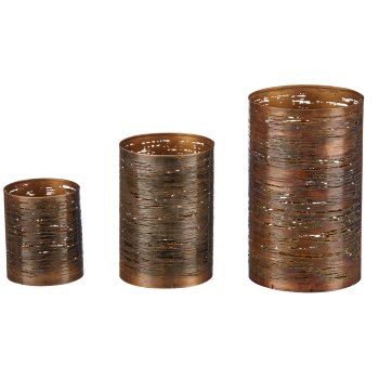 Metallwindlicht DESIGN, 3er Set, 8x8x10/10x10x15/13x13x20cm,
