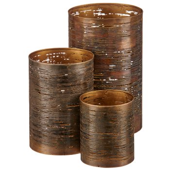 Metallwindlicht DESIGN, 3er Set, 8x8x10/10x10x15/13x13x20cm,