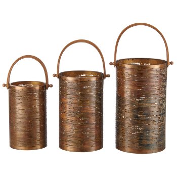 Metal lantern with handle DESIGN, set of 3, 15x15x26/18x18x30/20x20x36cm,