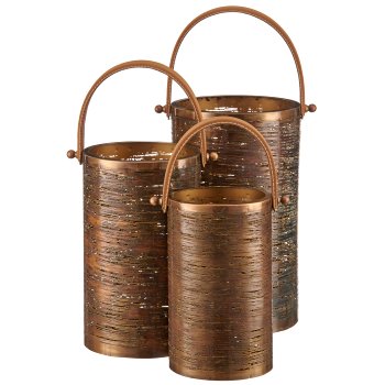 Metal lantern with handle DESIGN, set of 3, 15x15x26/18x18x30/20x20x36cm,