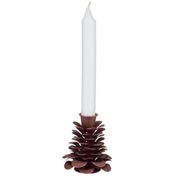 Metal candle holder cone shape, 8x8x9cm, aubergine