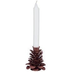 Metal candle holder cone shape, 8x8x9cm, aubergine