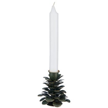 Metal candle holder cone shape, 8x8x9cm, dark green