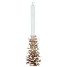 Metal candle holder cone shape, 8x8x14cm, vanilla