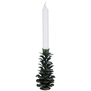 Metal candle holder cone shape, 8x8x14cm, dark green