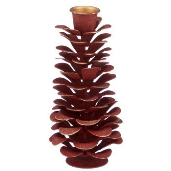 Metall Kerzenhalter Zapfenform, 8x8x14cm, terracotta