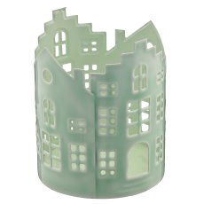 Metallwindlicht, Häuserdekor, 3er Set, 8x8x10/10x10x15,5/13x13x20,5cm