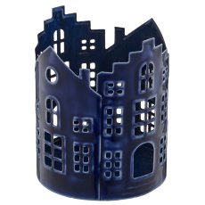 Metallwindlicht, Häuserdekor, 3er Set, 8x8x10/10x10x15,5/13x13x20,5cm
