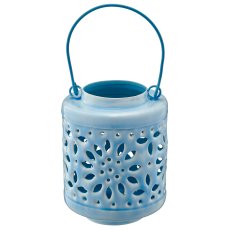 Metalllaterne mit Henkel, 11x10x13cm, hellblau