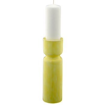 Metal candle holder, 10.5x10.5x35cm, light yellow