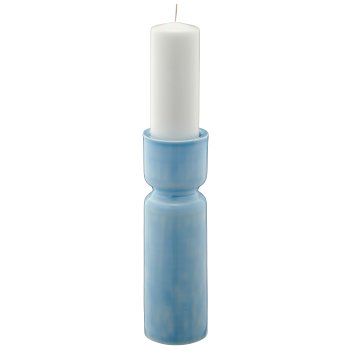 Metal candle holder, 10.5x10.5x35cm, light blue