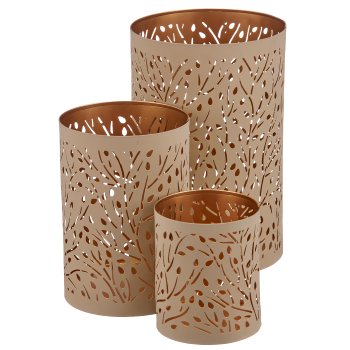 Metallwindlicht, 3er Set, 8x8x10/10x10x15/13x13x20cm, vanille