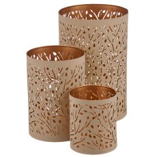 Metallwindlicht, 3er Set, 8x8x10/10x10x15/13x13x20cm, vanille