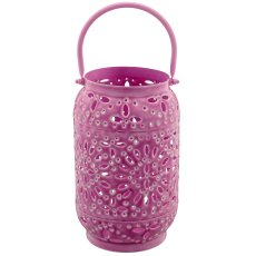 Metalllaterne mit Henkel, 2er Set, 18,5x18,5x30/25x25x38cm, antiklila
