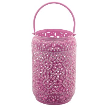 Metal lantern with handle, set of 2, 18.5x18.5x30/25x25x38cm, dusty lilac