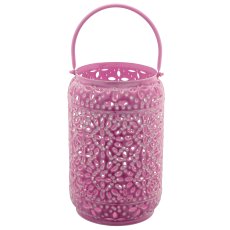 Metal lantern with handle, set of 2, 18.5x18.5x30/25x25x38cm, dusty lilac