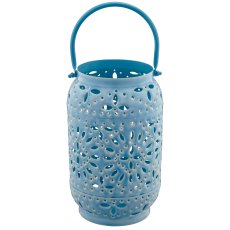 Metalllaterne mit Henkel, 2er Set, 18,5x18,5x30/25x25x38cm, hellblau