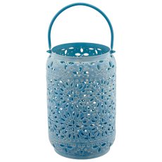 Metalllaterne mit Henkel, 2er Set, 18,5x18,5x30/25x25x38cm, hellblau