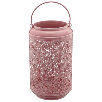 Metalllaterne mit Henkel, 2er Set, 15x15x26/20x20x37cm, hellrosa