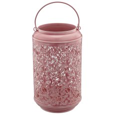 Metalllaterne mit Henkel, 2er Set, 15x15x26/20x20x37cm, hellrosa