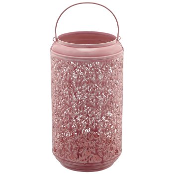 Metalllaterne mit Henkel, 2er Set, 15x15x26/20x20x37cm, hellrosa