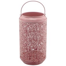 Metalllaterne mit Henkel, 2er Set, 15x15x26/20x20x37cm, hellrosa