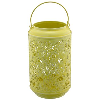 Metal lantern with handle, set of 2, 15x15x26/20x20x37cm, light yellow