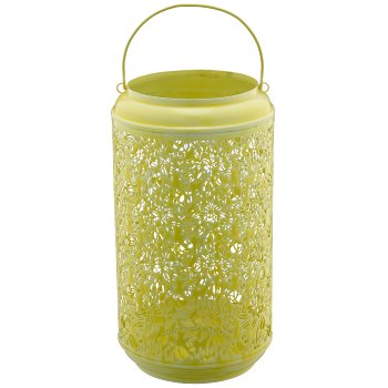 Metal lantern with handle, set of 2, 15x15x26/20x20x37cm, light yellow
