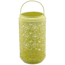 Metal lantern with handle, set of 2, 15x15x26/20x20x37cm, light yellow