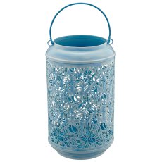 Metalllaterne mit Henkel, 2er Set, 15x15x26/20x20x37cm, hellblau