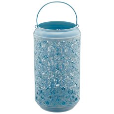 Metalllaterne mit Henkel, 2er Set, 15x15x26/20x20x37cm, hellblau