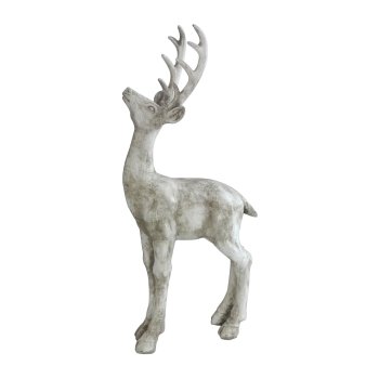 Polyresin Stag Fabio Standing, 36x15x83cm, Cream-Grey